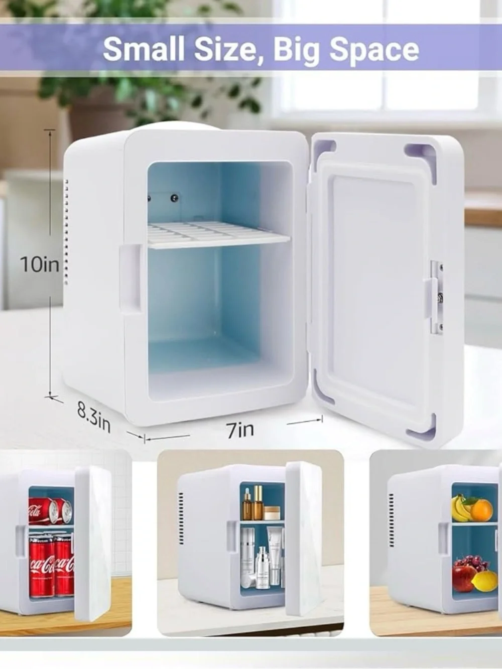 Compact White Marble Mini Fridge